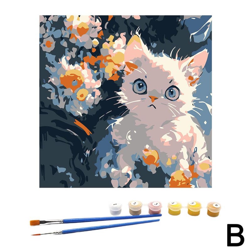 DIY digital oil painting, hand-painted coloring of animal heads, street vendor goods, living room wall art